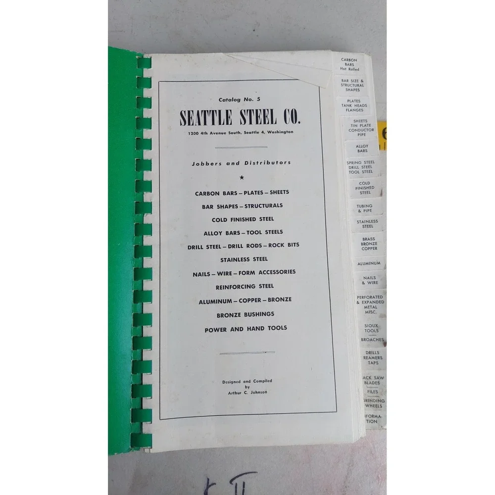 Seattle Steel Company Catalog #5 Vintage 1940s Tools Metals RARE!